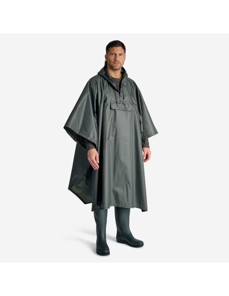 Poncho Chubasquero Lluvia Solognac 500 Adulto Capa Impermeable Verde Larga